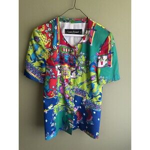 Louis Feraud Lined Top Women’s 6 Italian Gold Button‎ Art To Wear Vintage